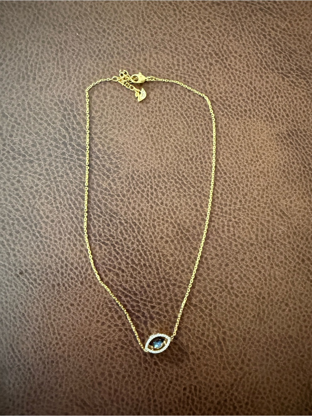 Swarovski Rose Gold Chain Necklace with Blue Eye Pendant